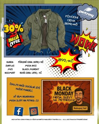 🖤 BLACK MONDAY MEGA SLEVA! 💣 Legendární bunda Surplus M65 Regiment teď za nepřekonatelnou cenu! 🥳 Ikonický vojenský styl,...
